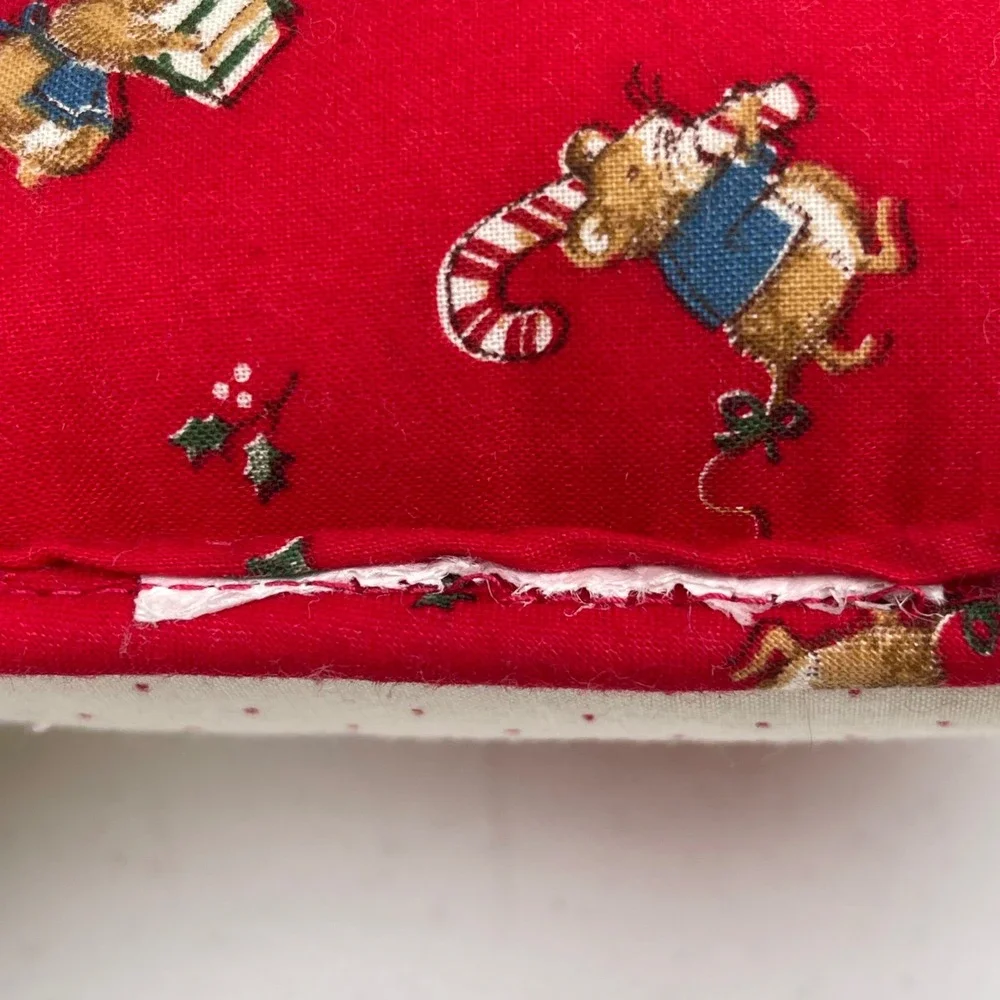 Vintage Christmas‎ Mouse Stocking Decorative Accent Pillow Red White 80s 90s